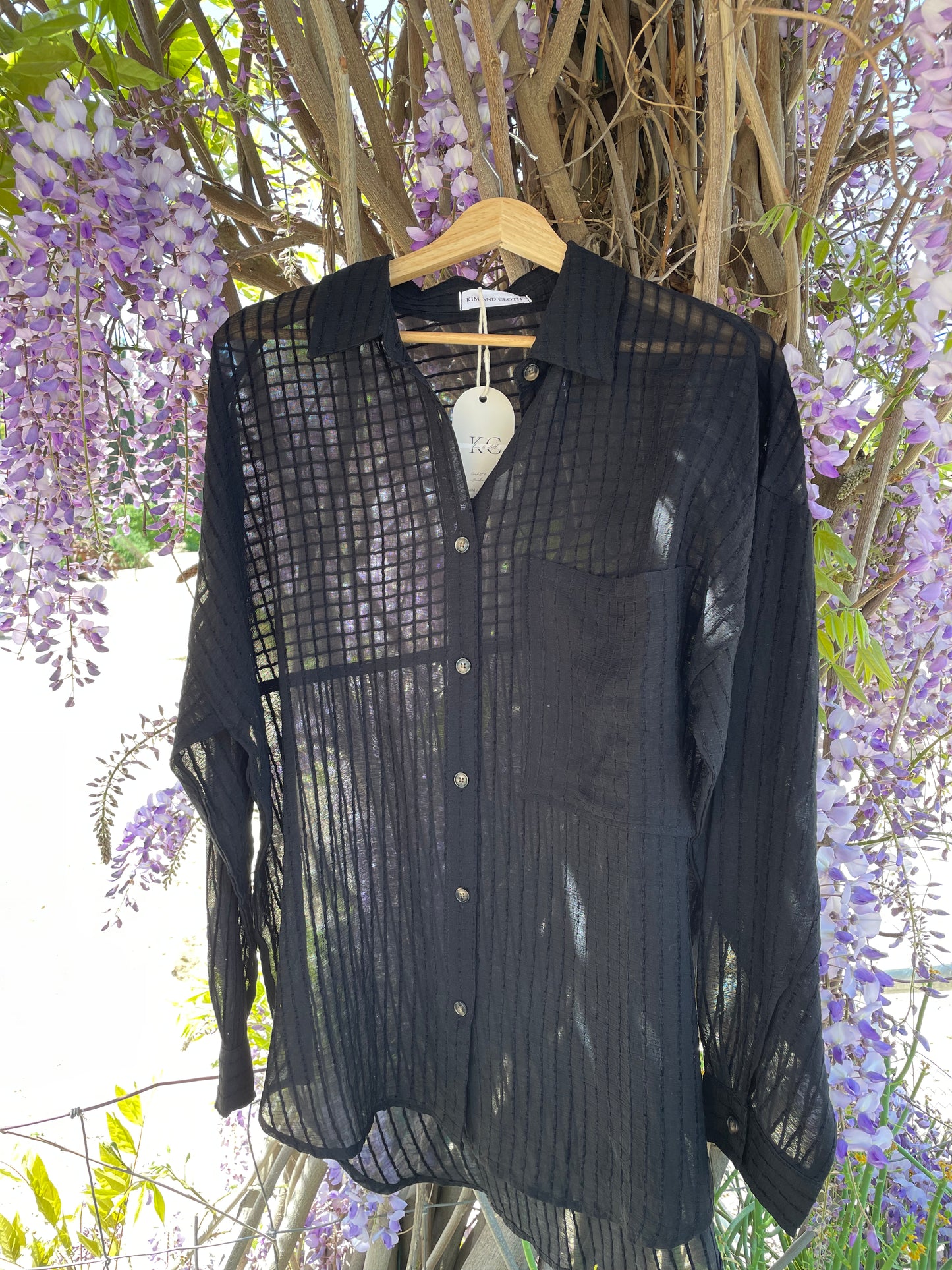 Striped Sheer Button Up