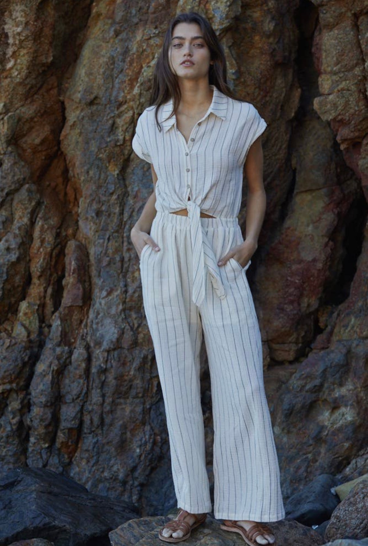 Tobi Stripe Jumpsuit Woven