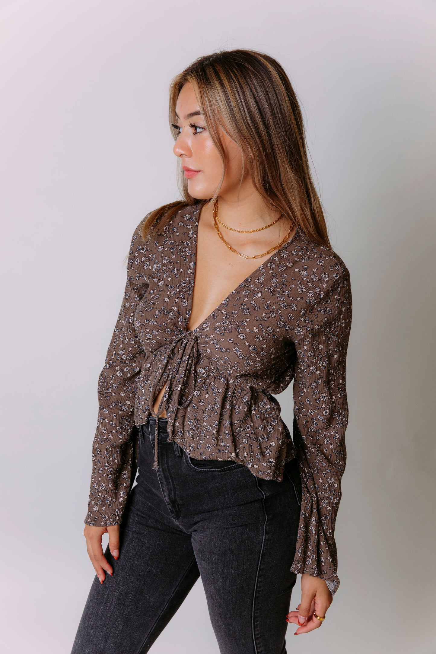 SWEET TO THE CORE FRONT-TIE BLOUSE