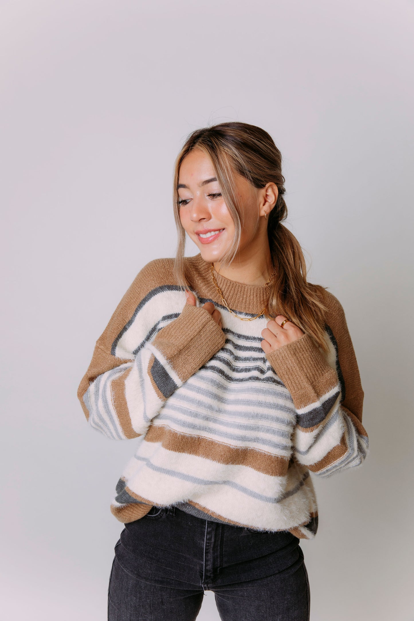 SWEATER WEATHER STRIPED SWEATER TOP