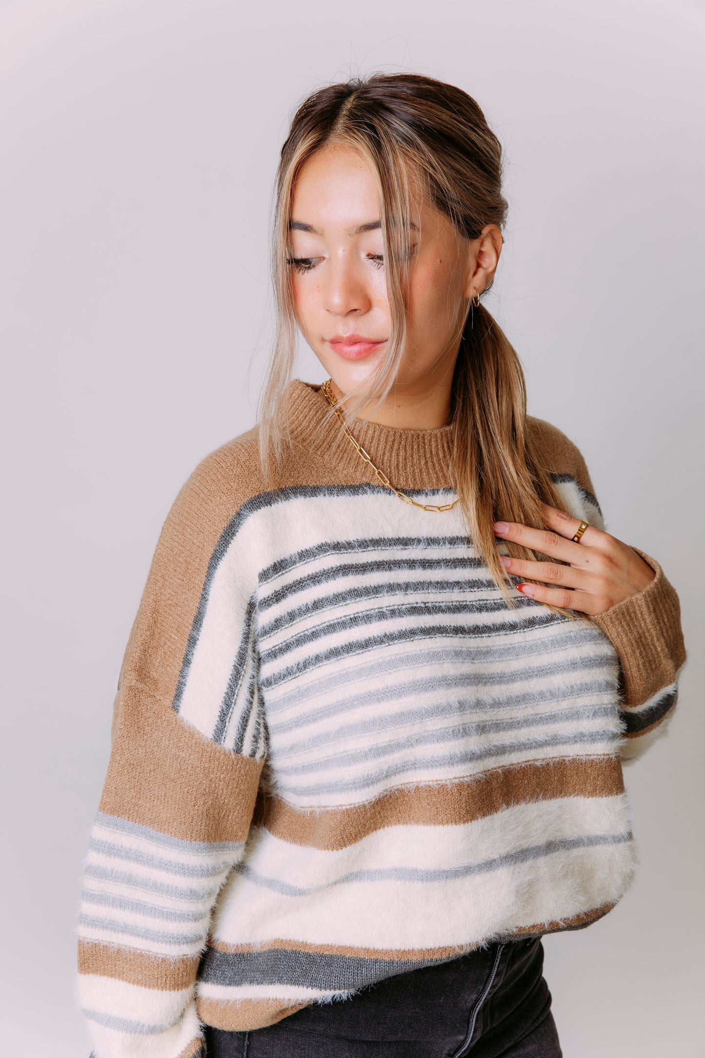 SWEATER WEATHER STRIPED SWEATER TOP