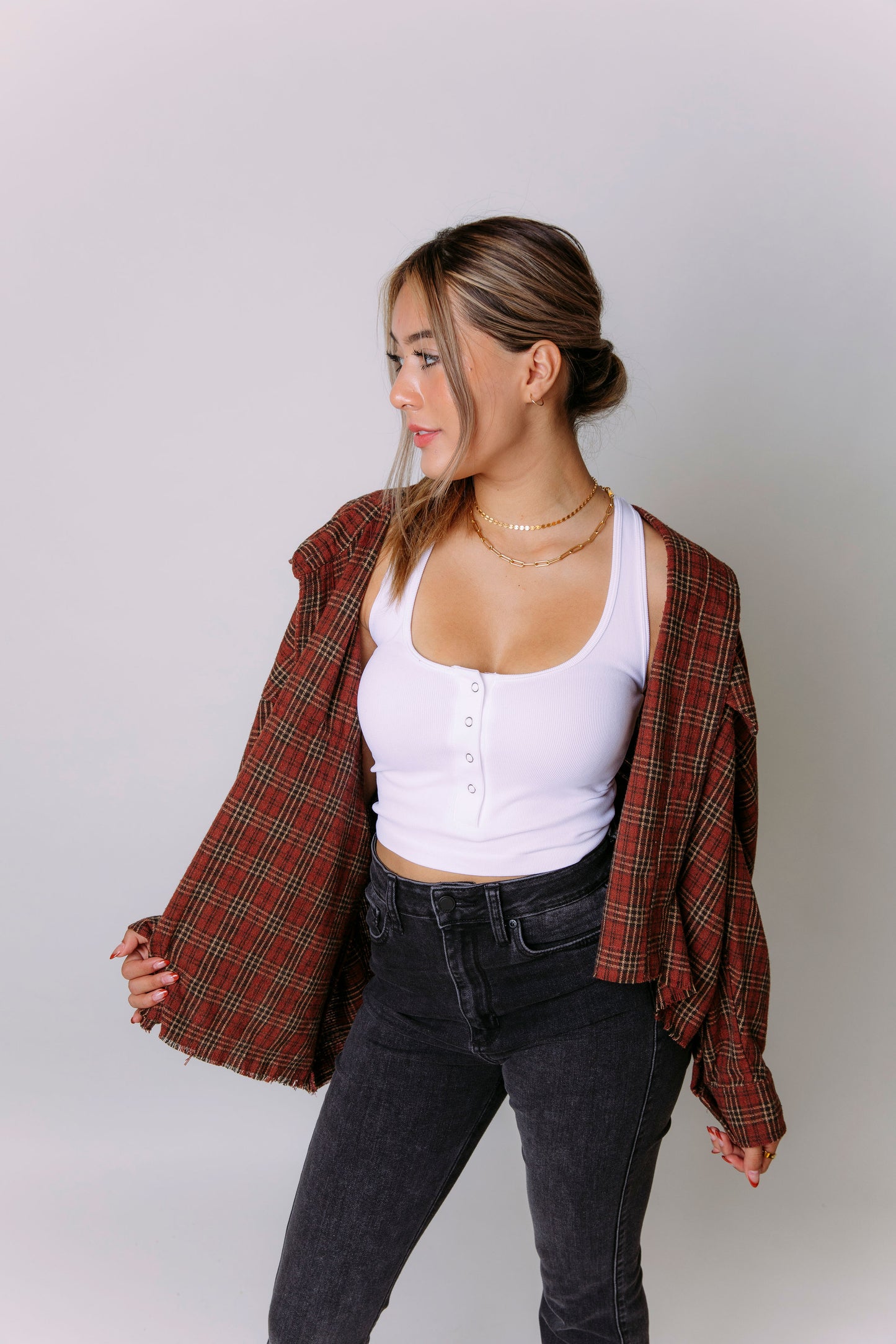 FIRESIDE WITH YOU CROPPED FLANNEL