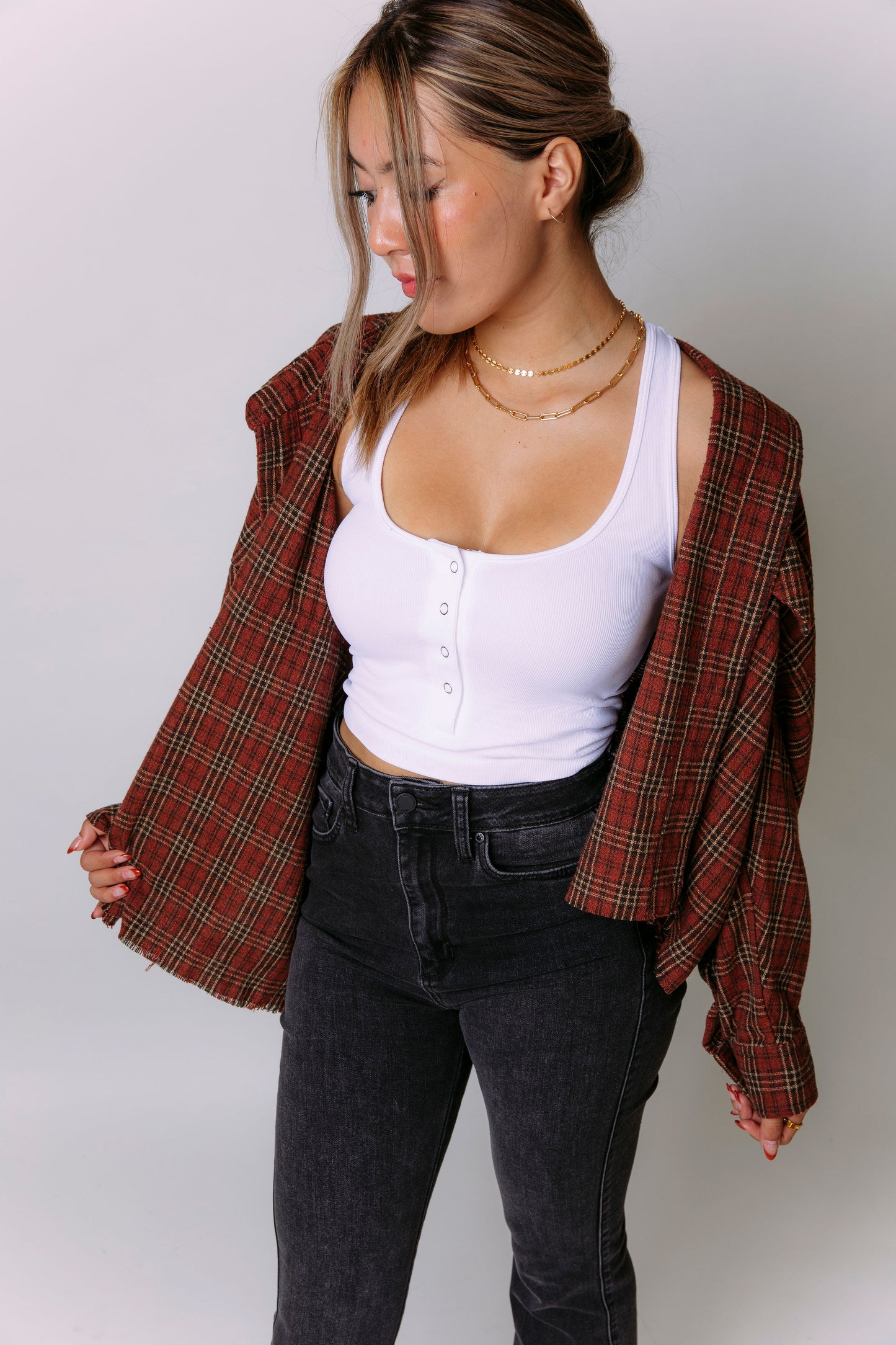 FIRESIDE WITH YOU CROPPED FLANNEL