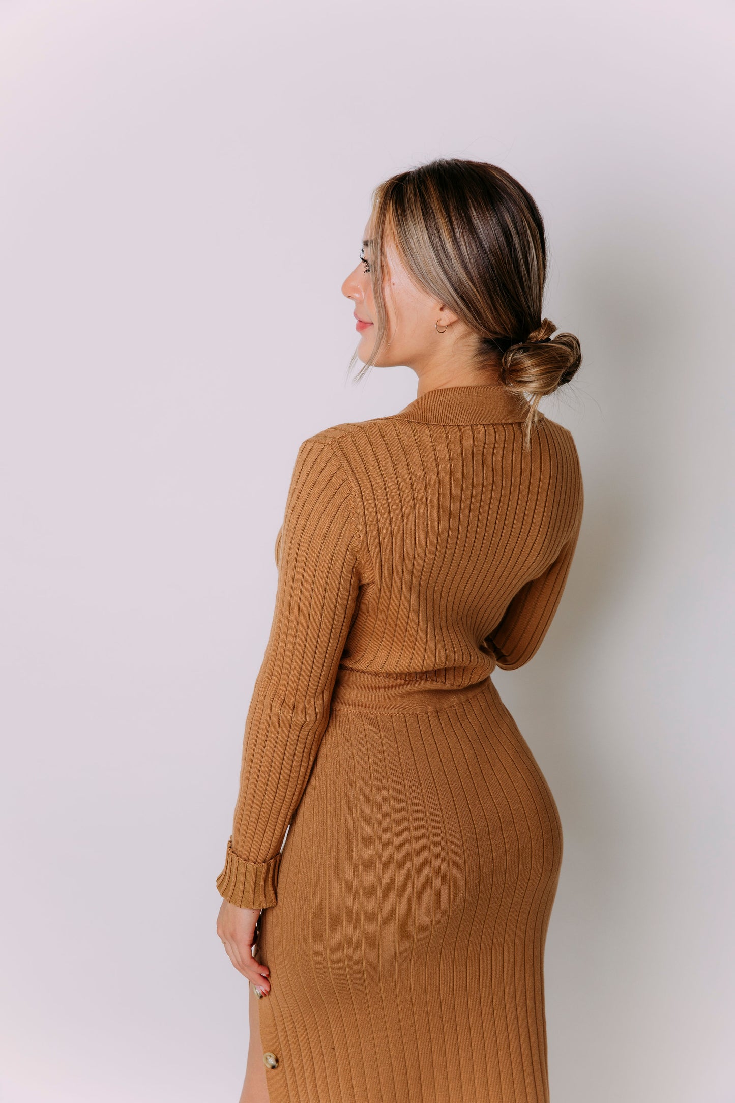 CITY LIFE RIBBED SLIT DRESS
