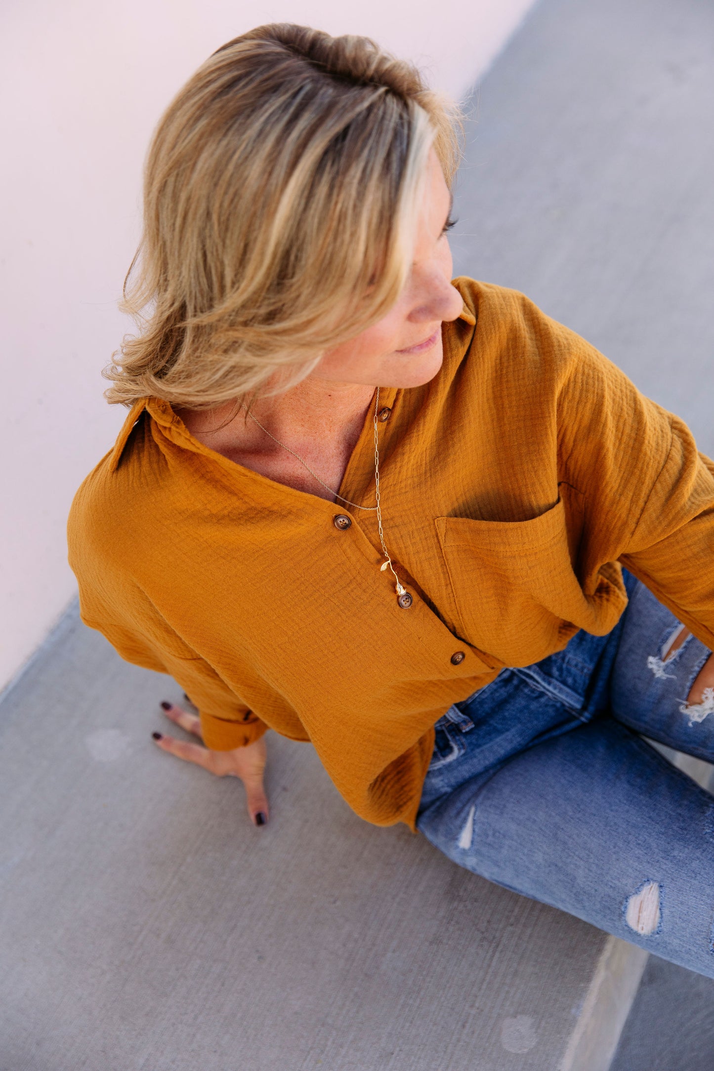 AUTUMN OVERSIZED GAUZE TOP