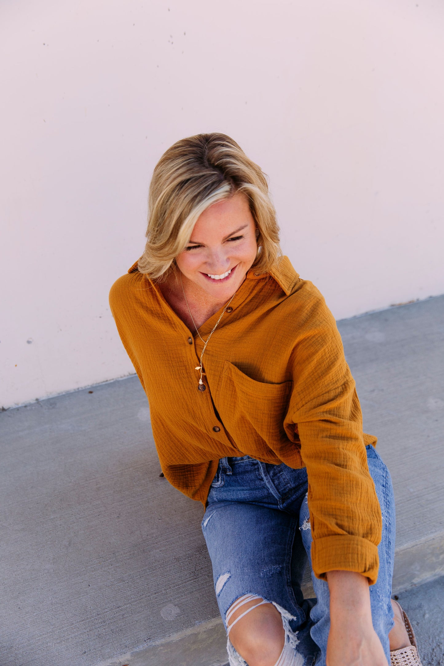 AUTUMN OVERSIZED GAUZE TOP