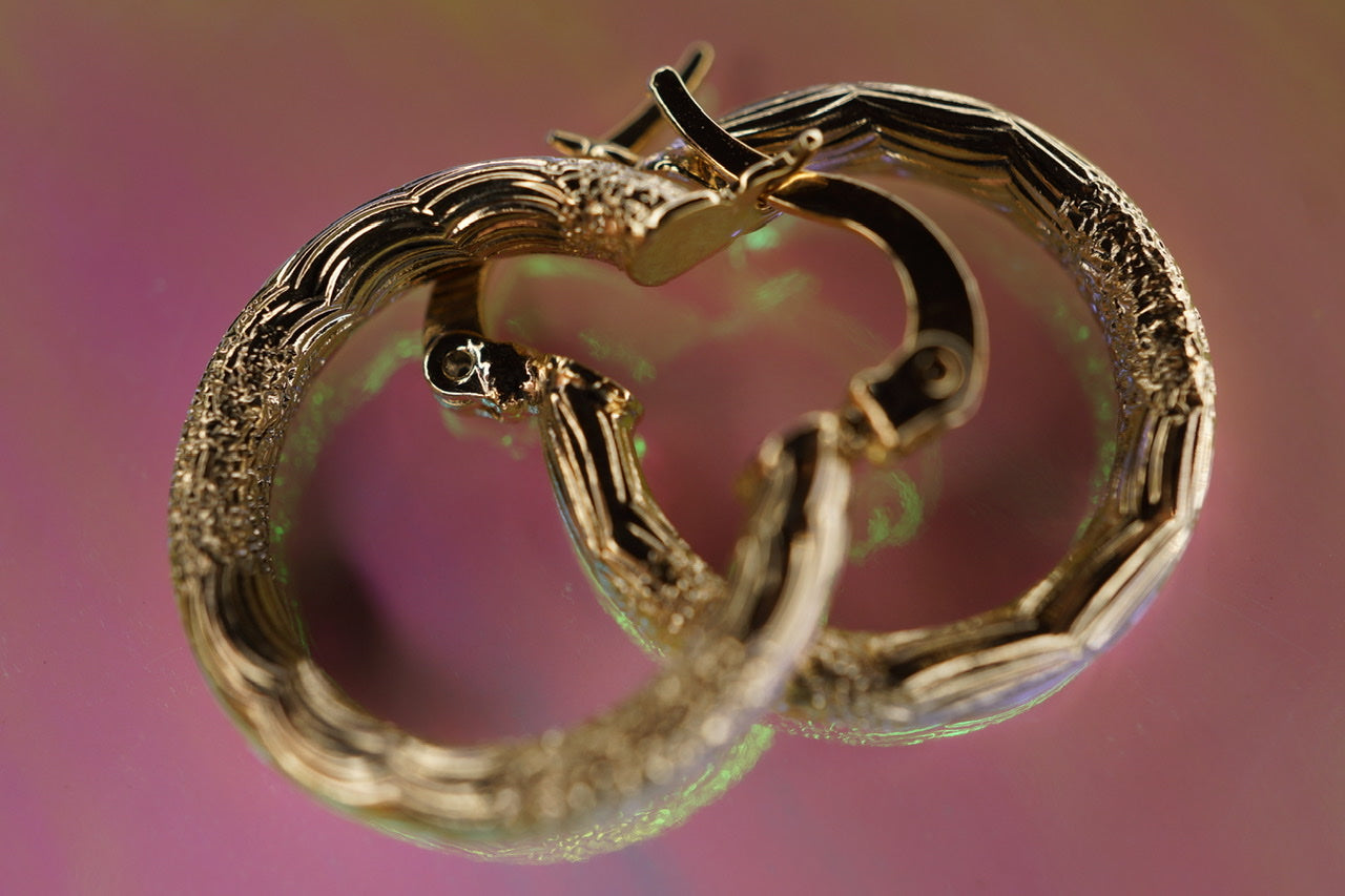 Small Texturized Gold-Plated Hoops