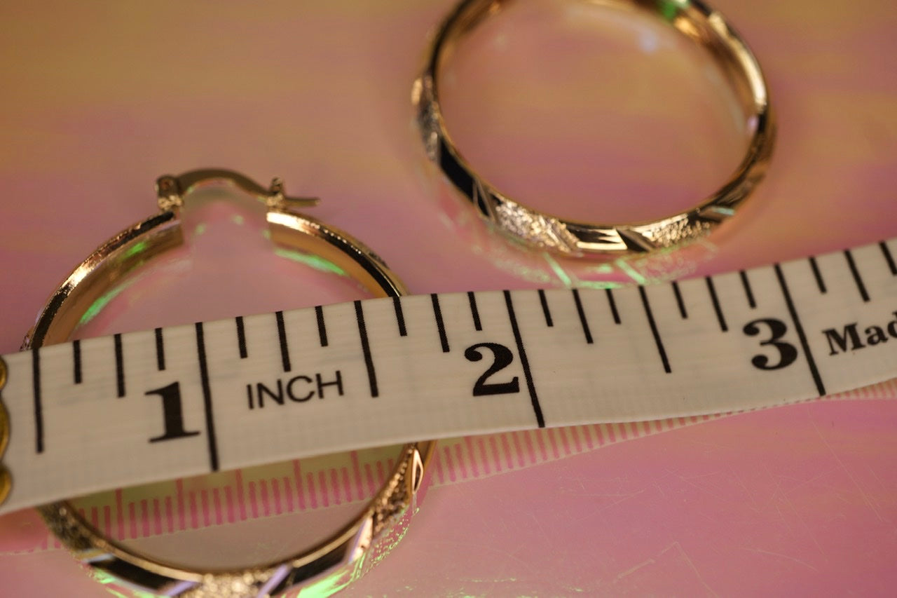 Neapolitan Tri-Color Gold-Plated Mid-Size Hoops