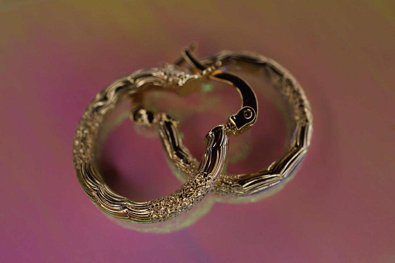 Small Texturized Gold-Plated Hoops