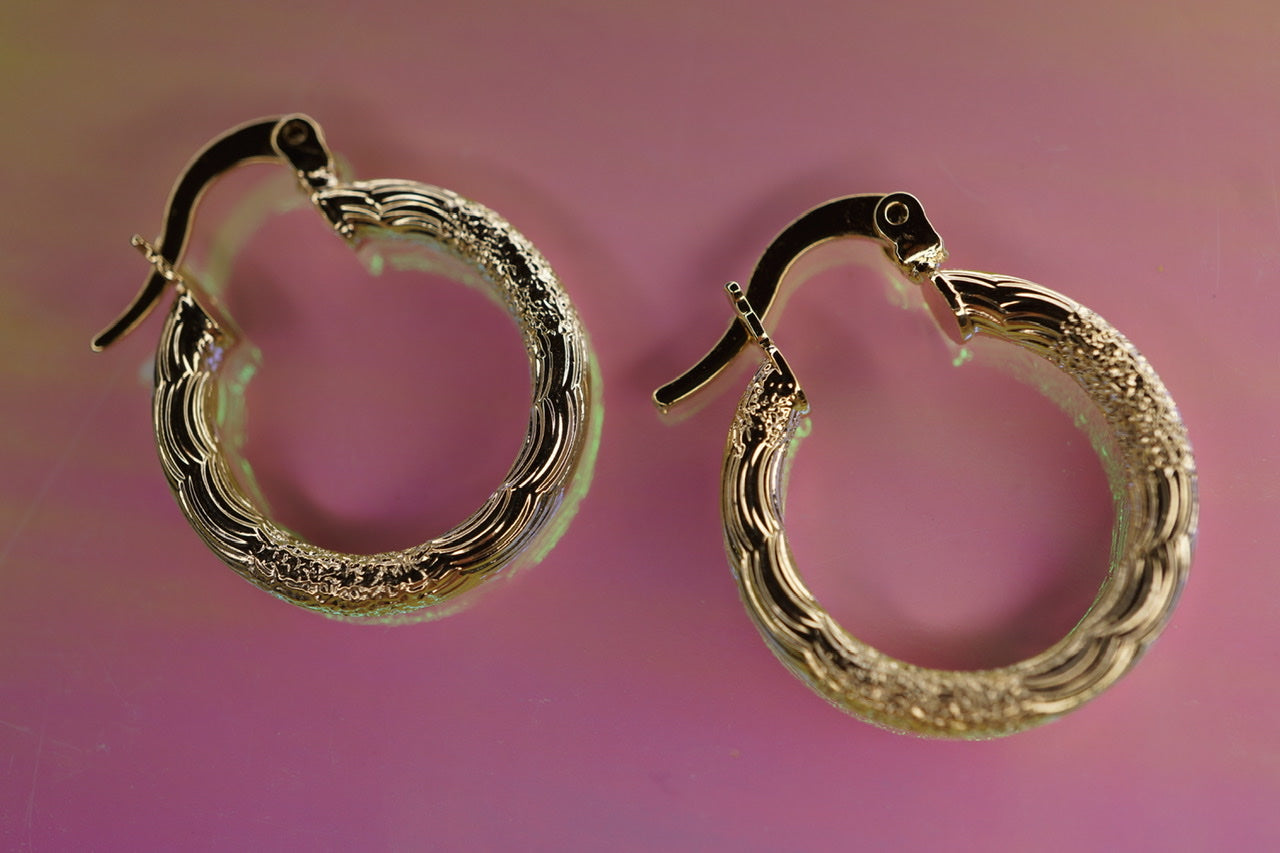 Small Texturized Gold-Plated Hoops