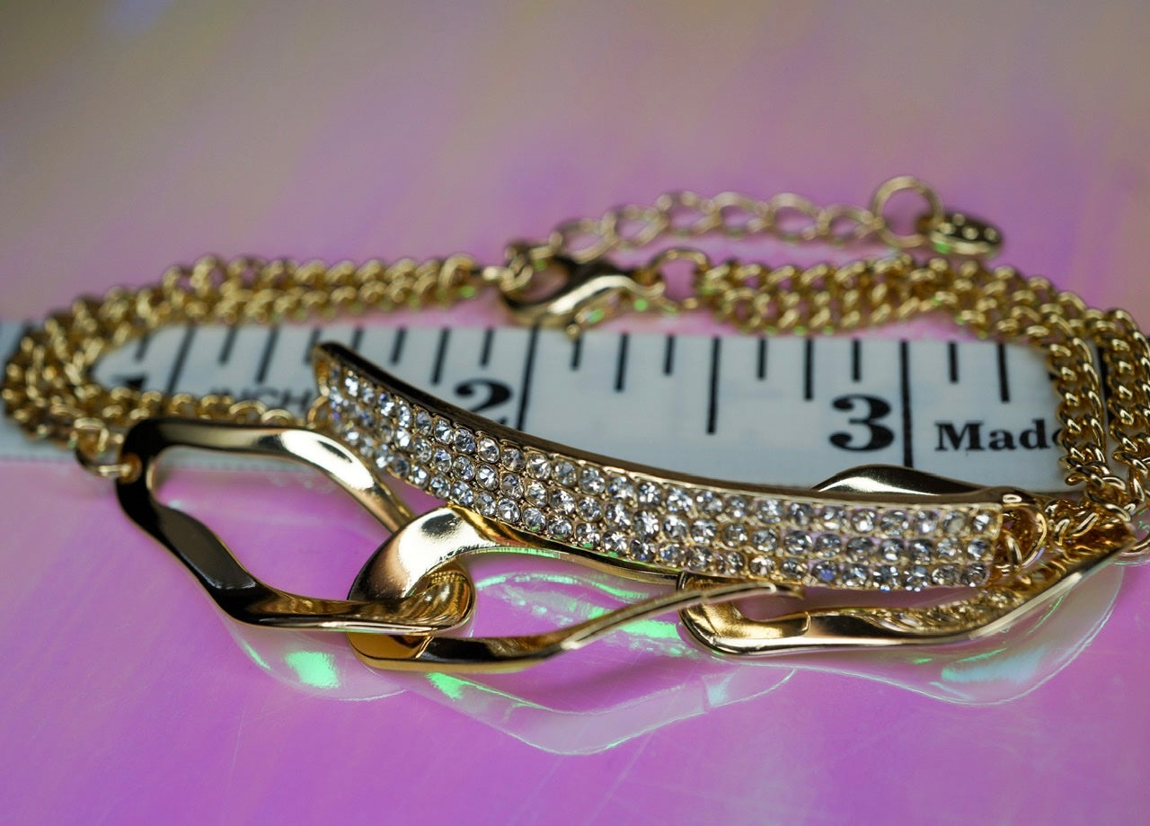 Clear Rhinestone Double Chained Bracelet
