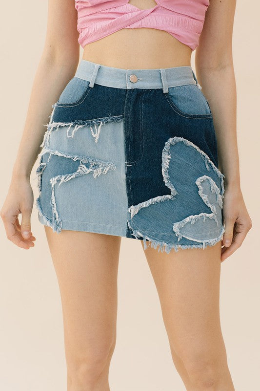 STAR OF MY HEART DENIM SKIRT