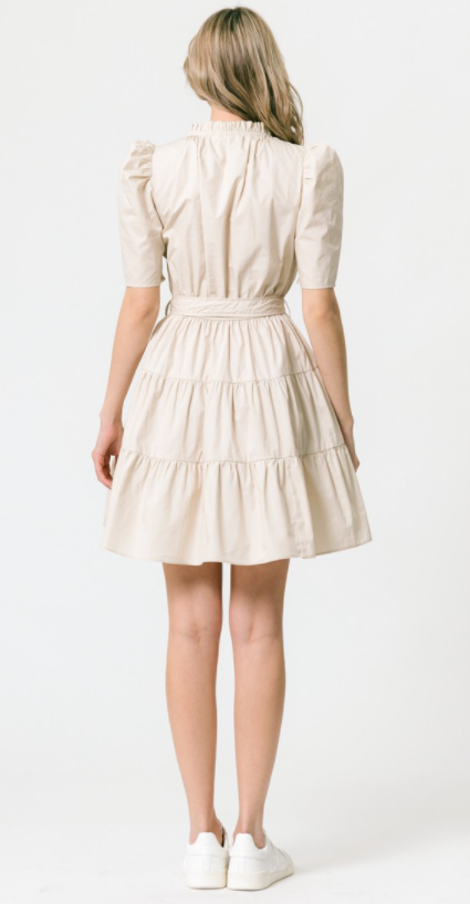 Crème de la Crème Poplin Tiered Knee Dress