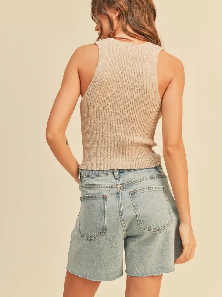 Sandy Days V-Neck Knit Top