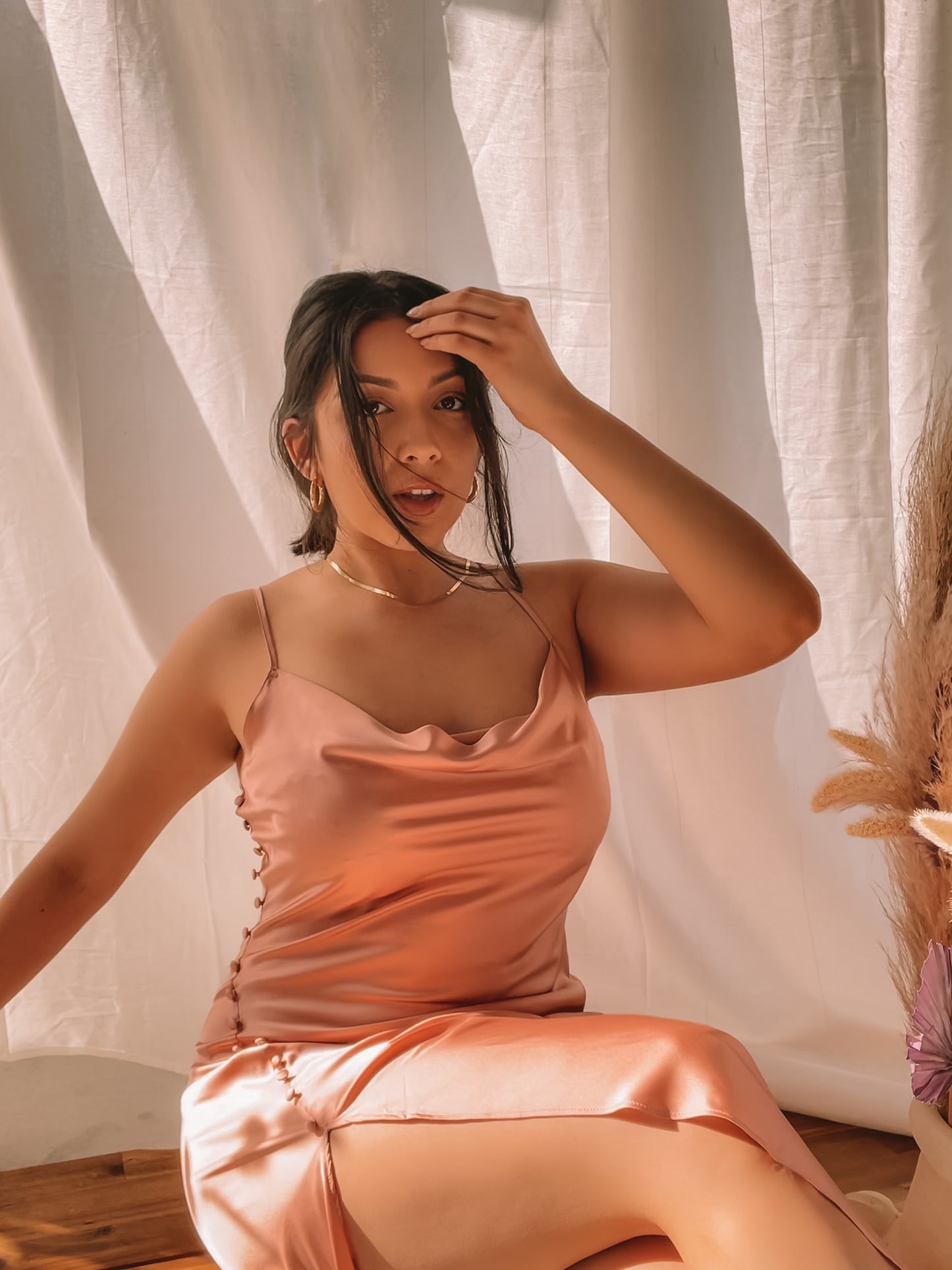 MOXIE PINK SATIN DRESS