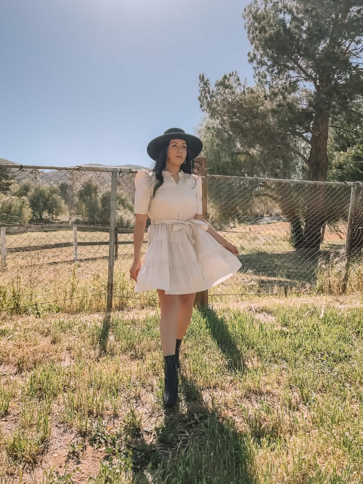 Crème de la Crème Poplin Tiered Knee Dress