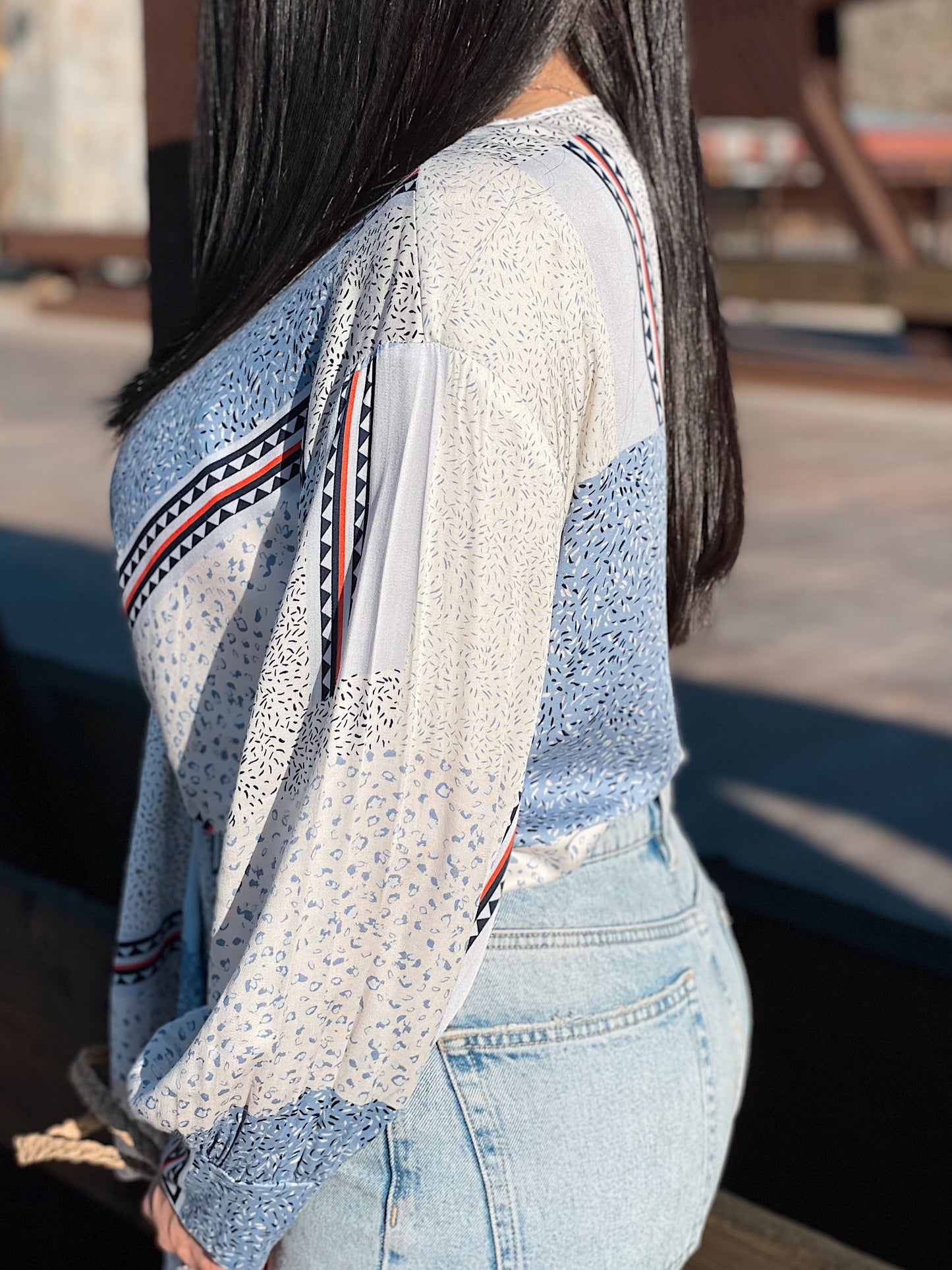 MOSAIC PRINT SATIN TOP