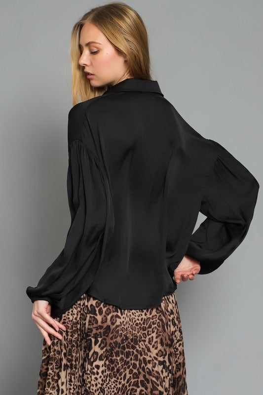 Satin Sailor Button Up Top