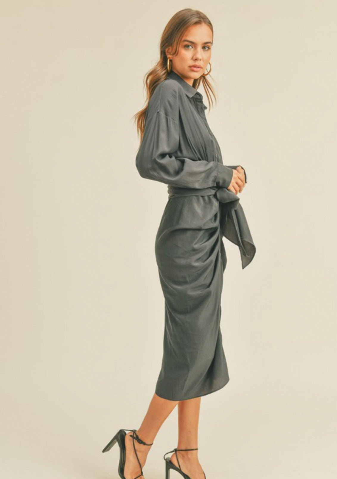 Seducing Silk Shirt Dress