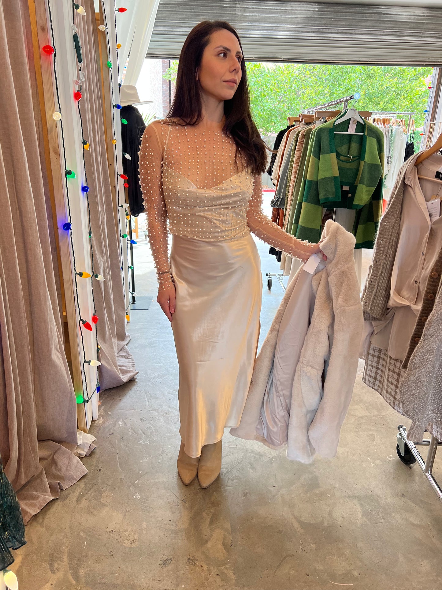 Champagne Cowl Midi Dress