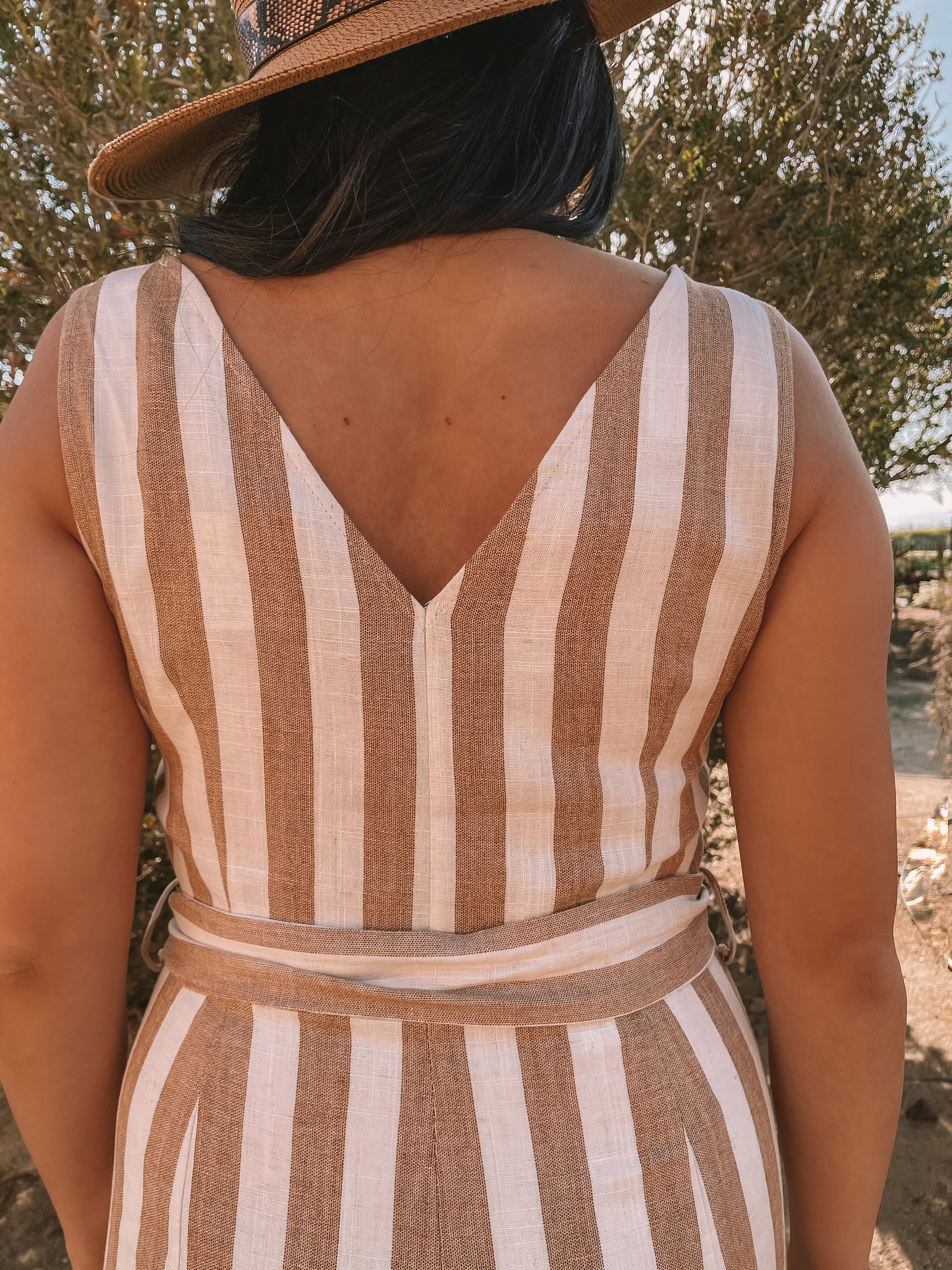 COASTAL LIVIN' ROMPER (TAN AND CREAM)