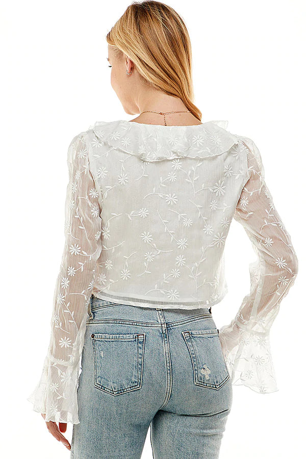 Julieta White Sheer Top