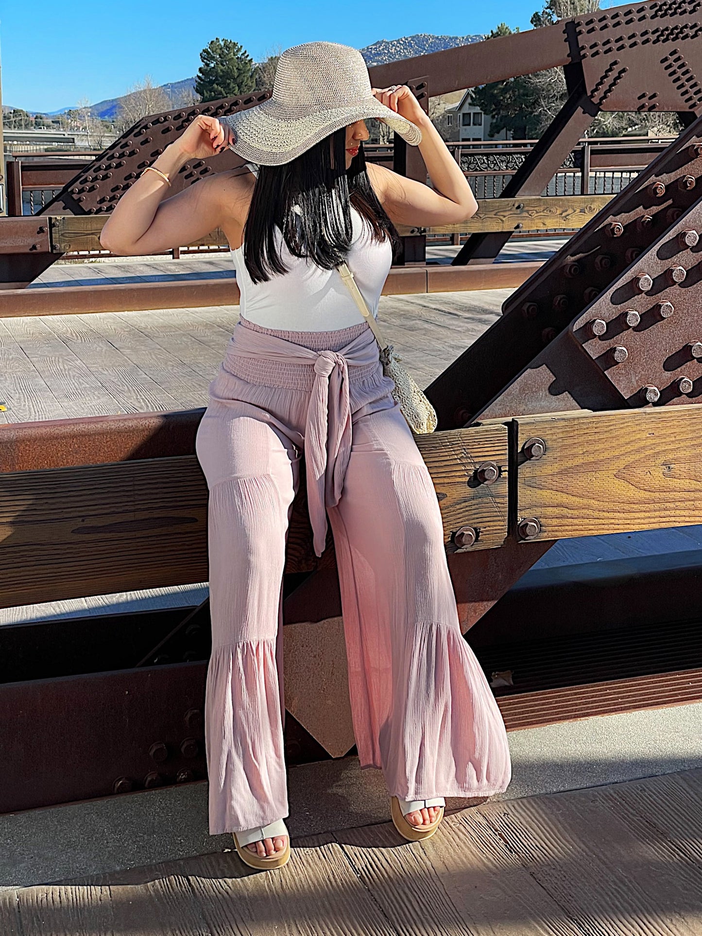 DESERT ROSE WIDE-LEG TROUSERS