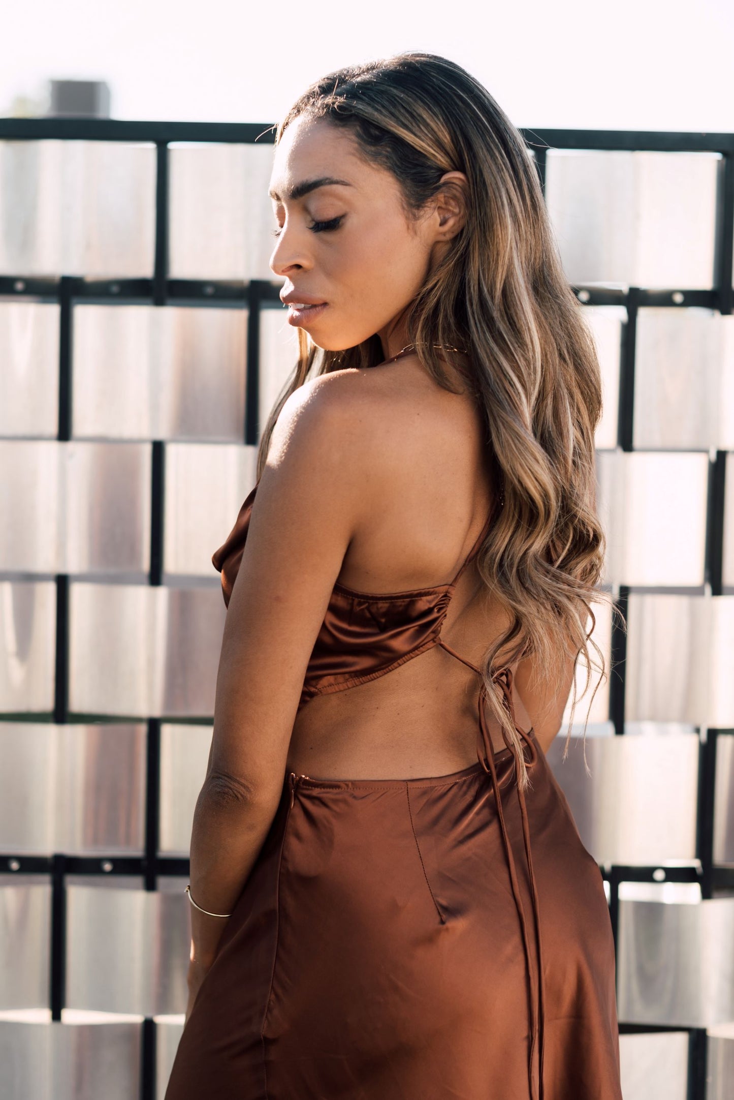 CHOCOLATE KISS SATIN DRESS