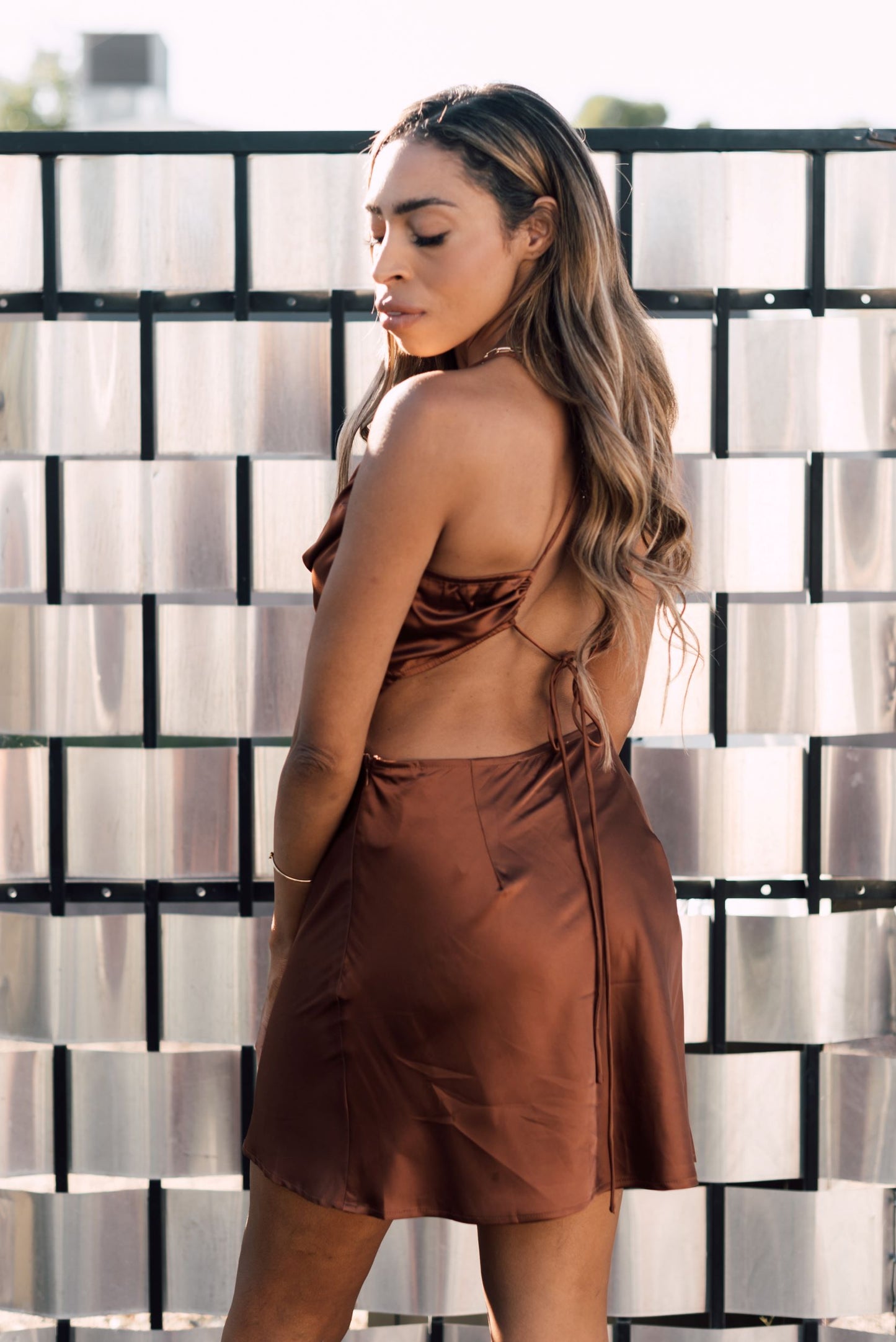 CHOCOLATE KISS SATIN DRESS