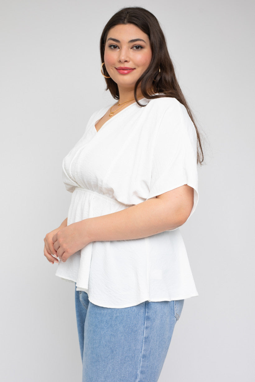 Like a Cloud V-neck Peplum Top (PLUS SIZE)