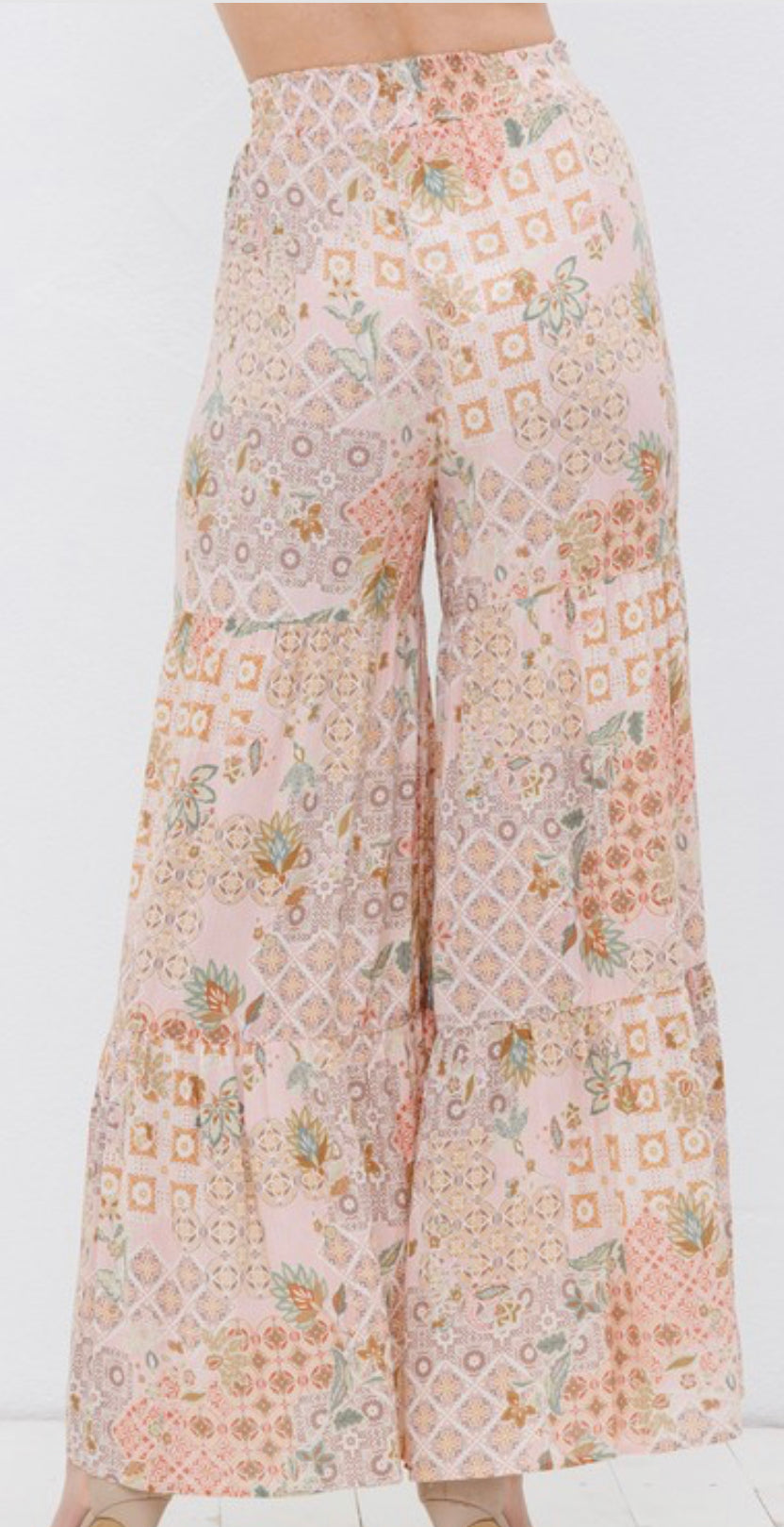 Spring Blush Wide Tiered Shirred Pants