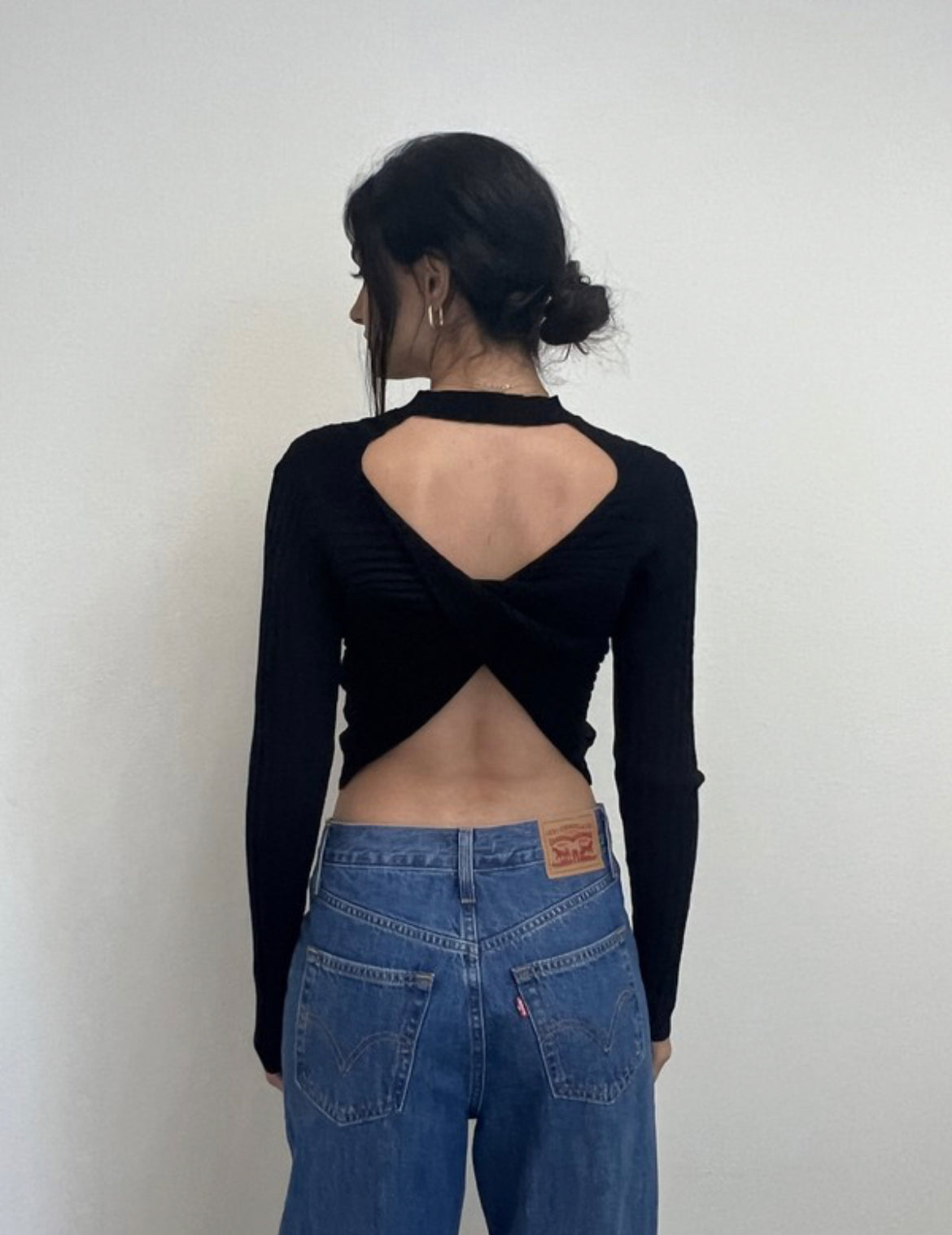 Just Black Open Back Twist Sweater