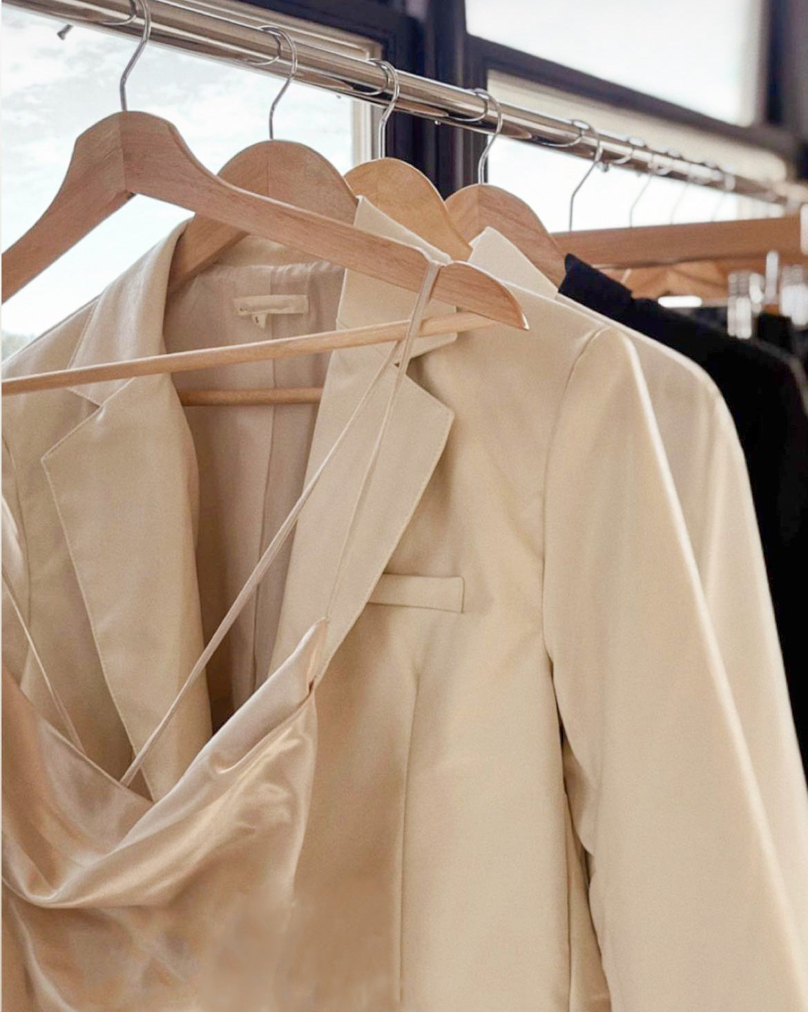 Chai Faux Leather Blazer