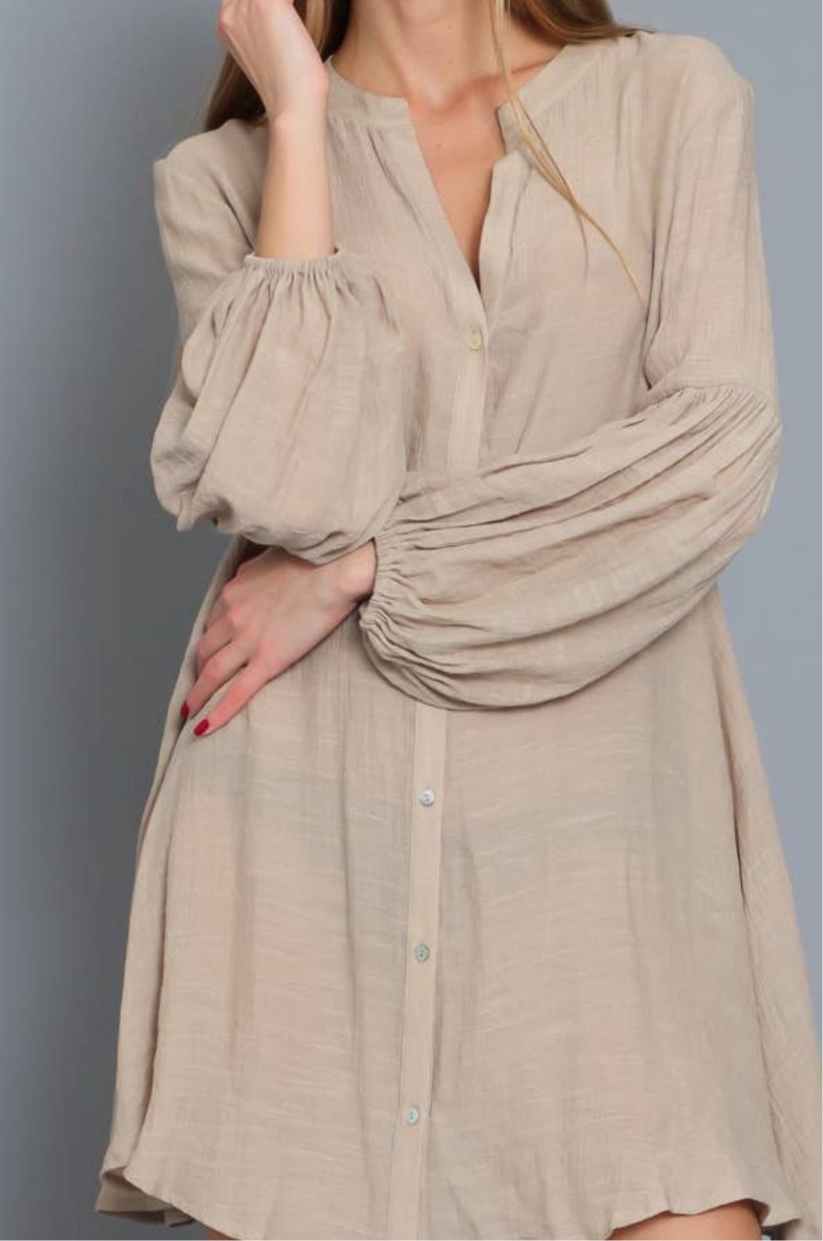 Luscious Sand Shirt Dress