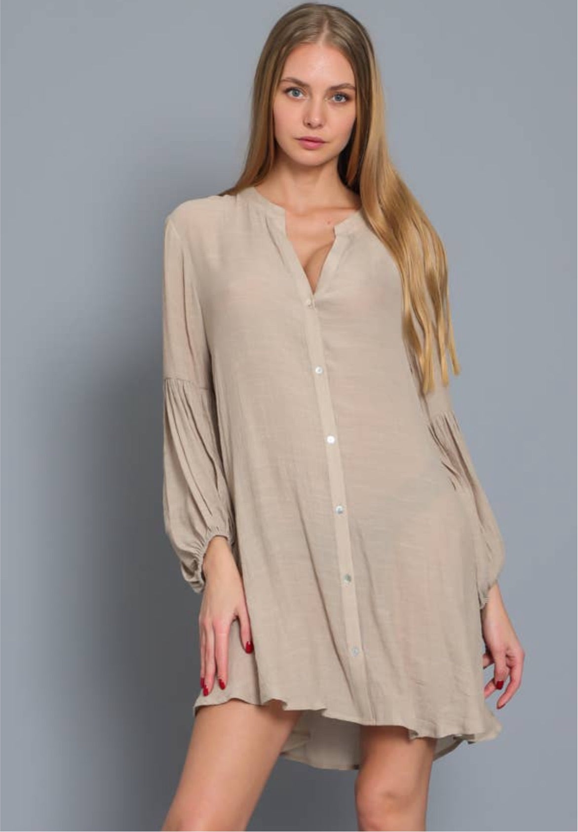 Luscious Sand Shirt Dress