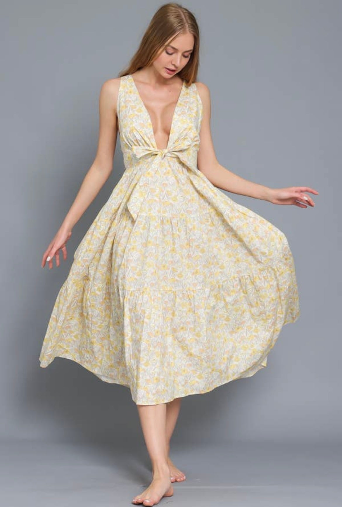 Little Miss Sunshine Tiered Midi Dress