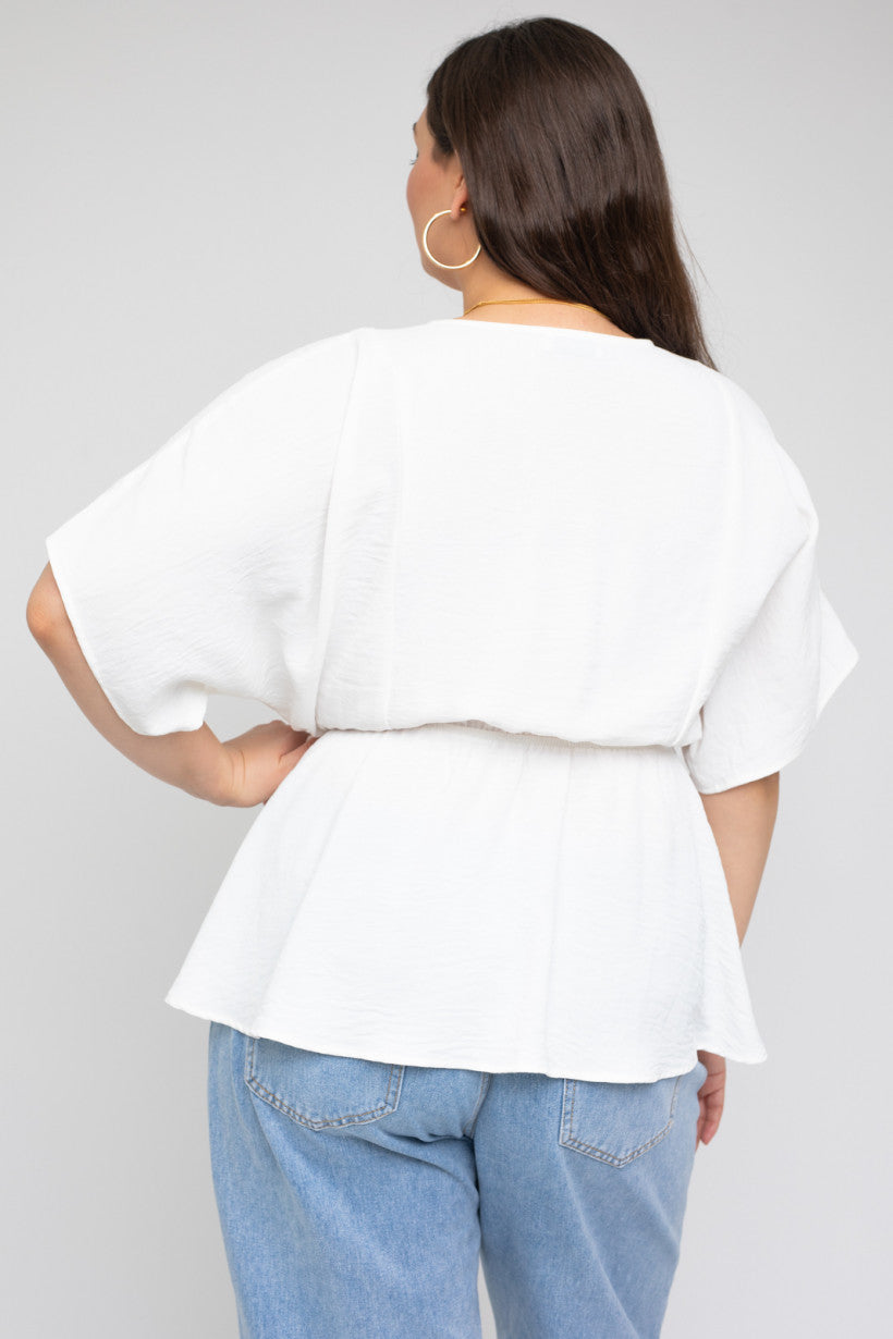 Like a Cloud V-neck Peplum Top (PLUS SIZE)