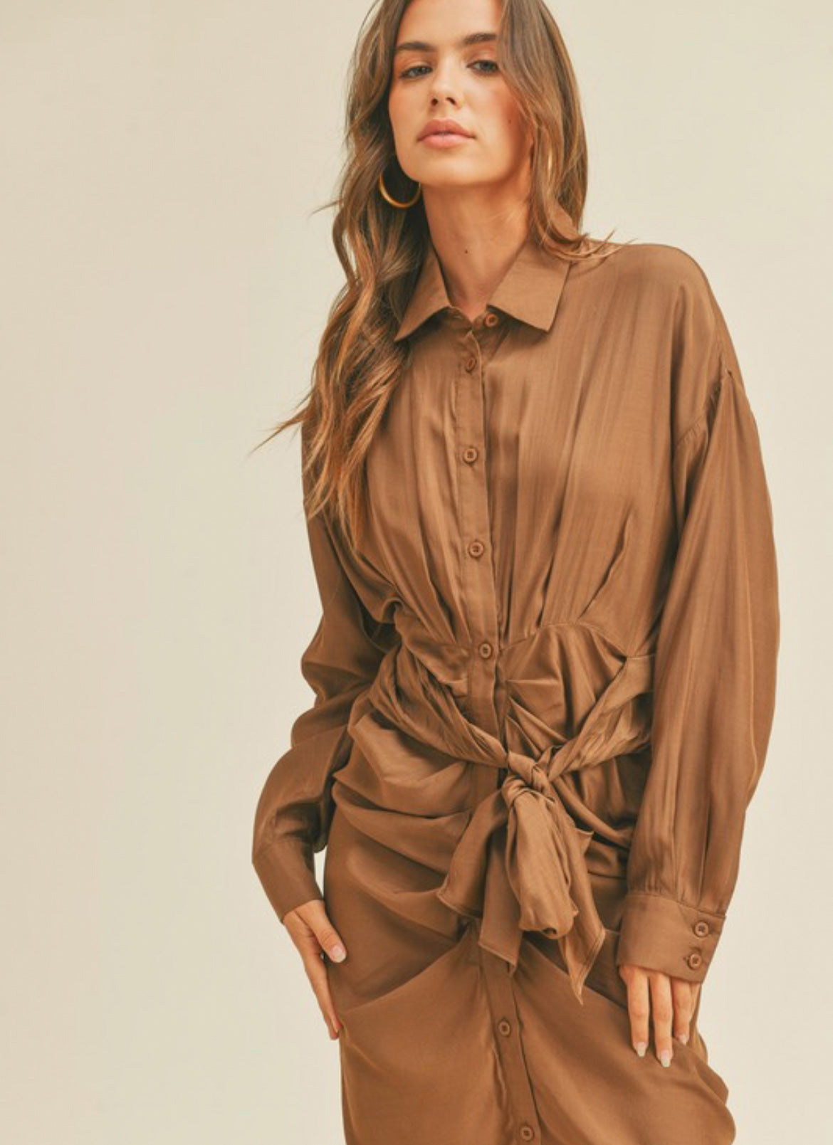 Seducing Silk Shirt Dress