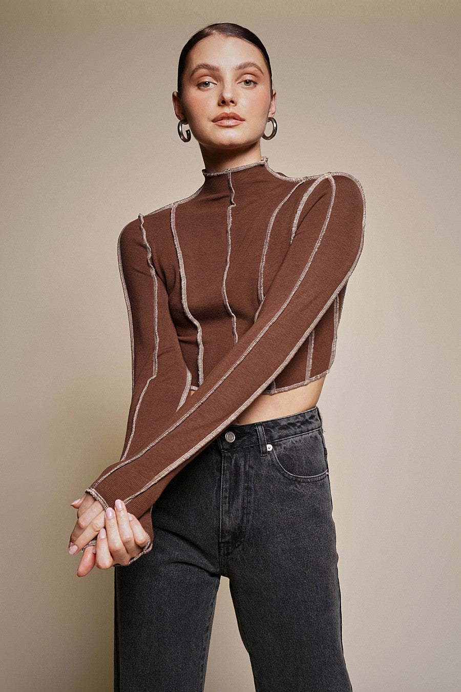 MOSCATO BIANCO LADIES KNIT CONTRAST TOP