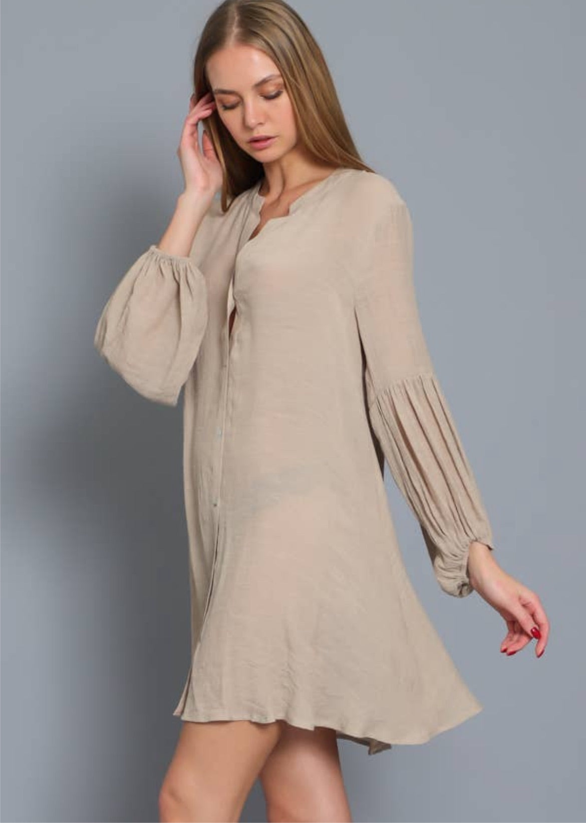 Luscious Sand Shirt Dress