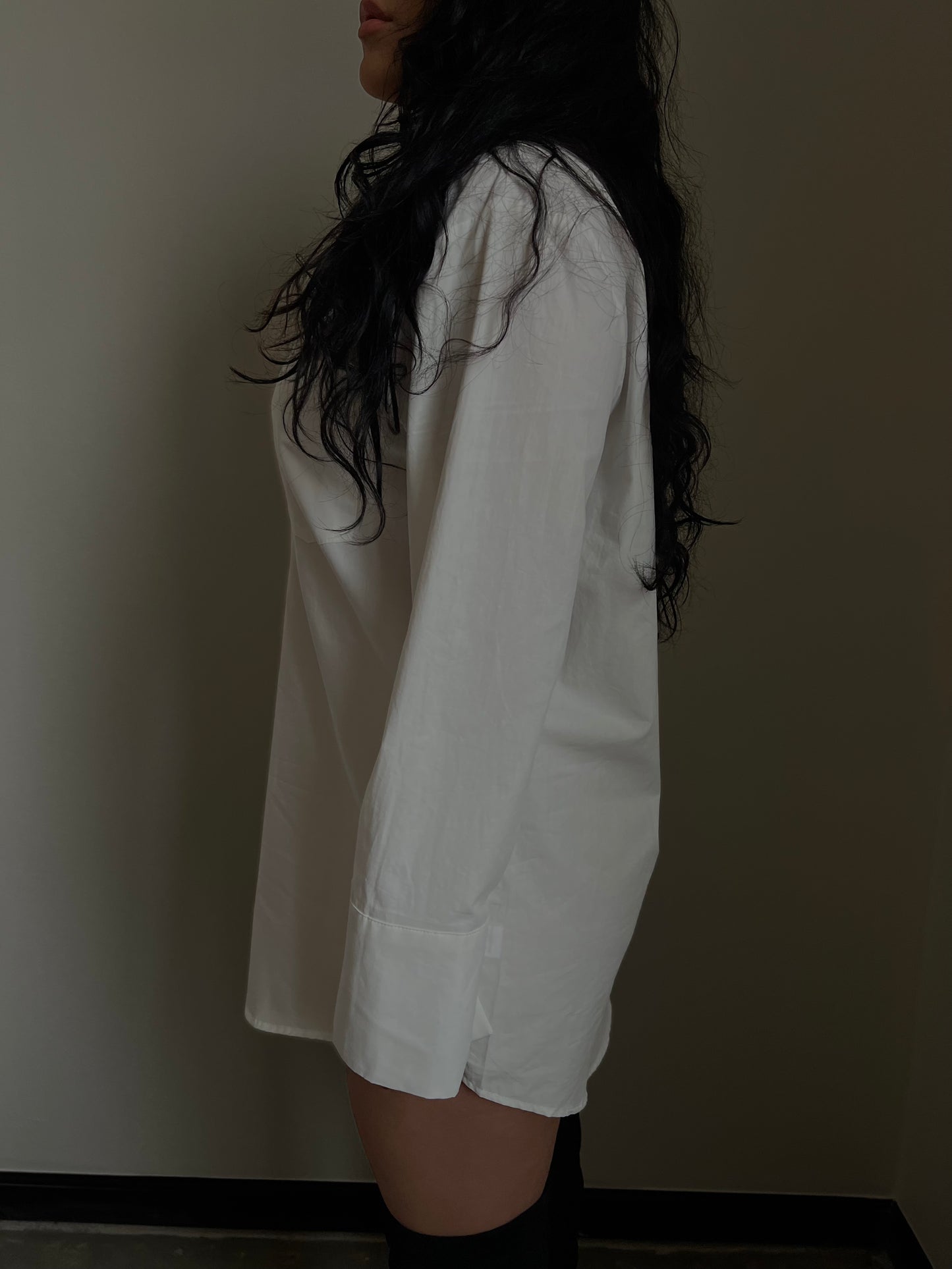 Flat White Oversized Shirt Dress