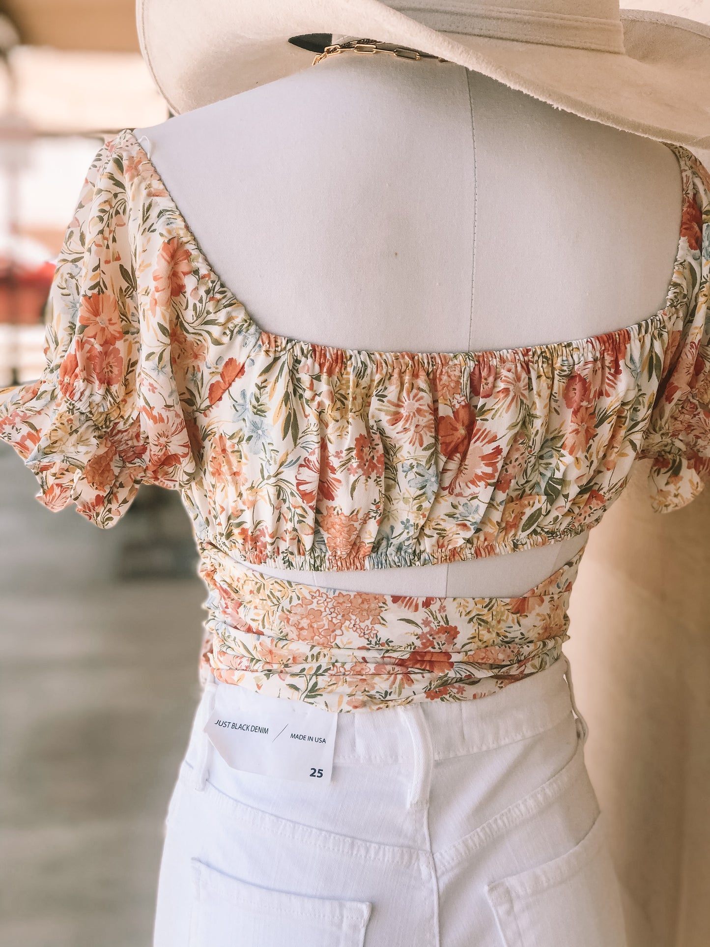 Tangerine Floral Crop Top