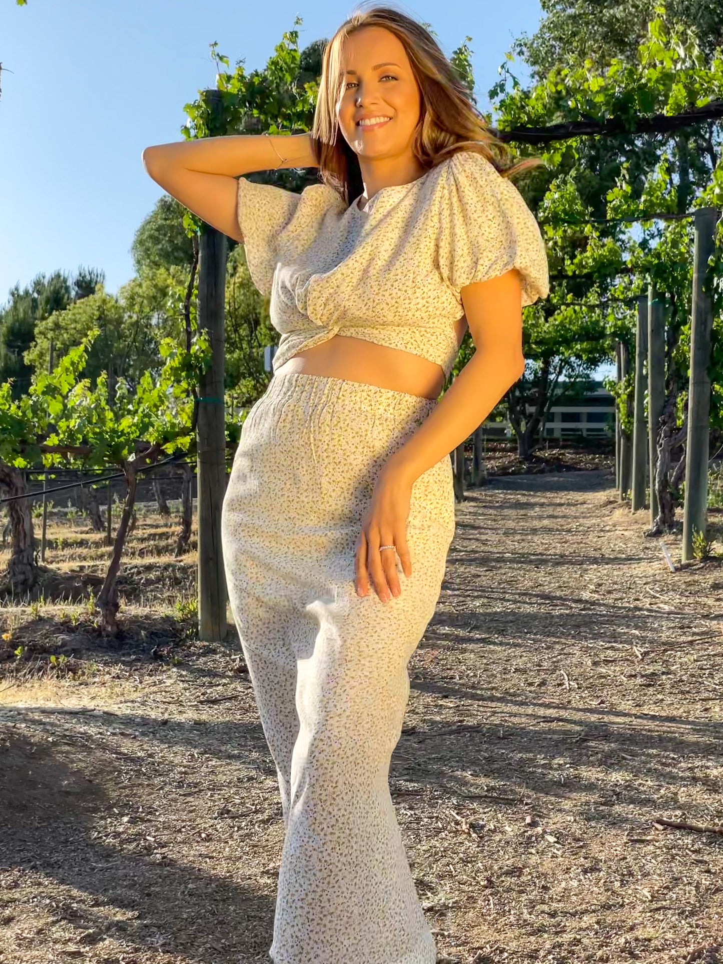 LINA CROPPED CUT-OUT BLOUSE & MIDI SKIRT SET