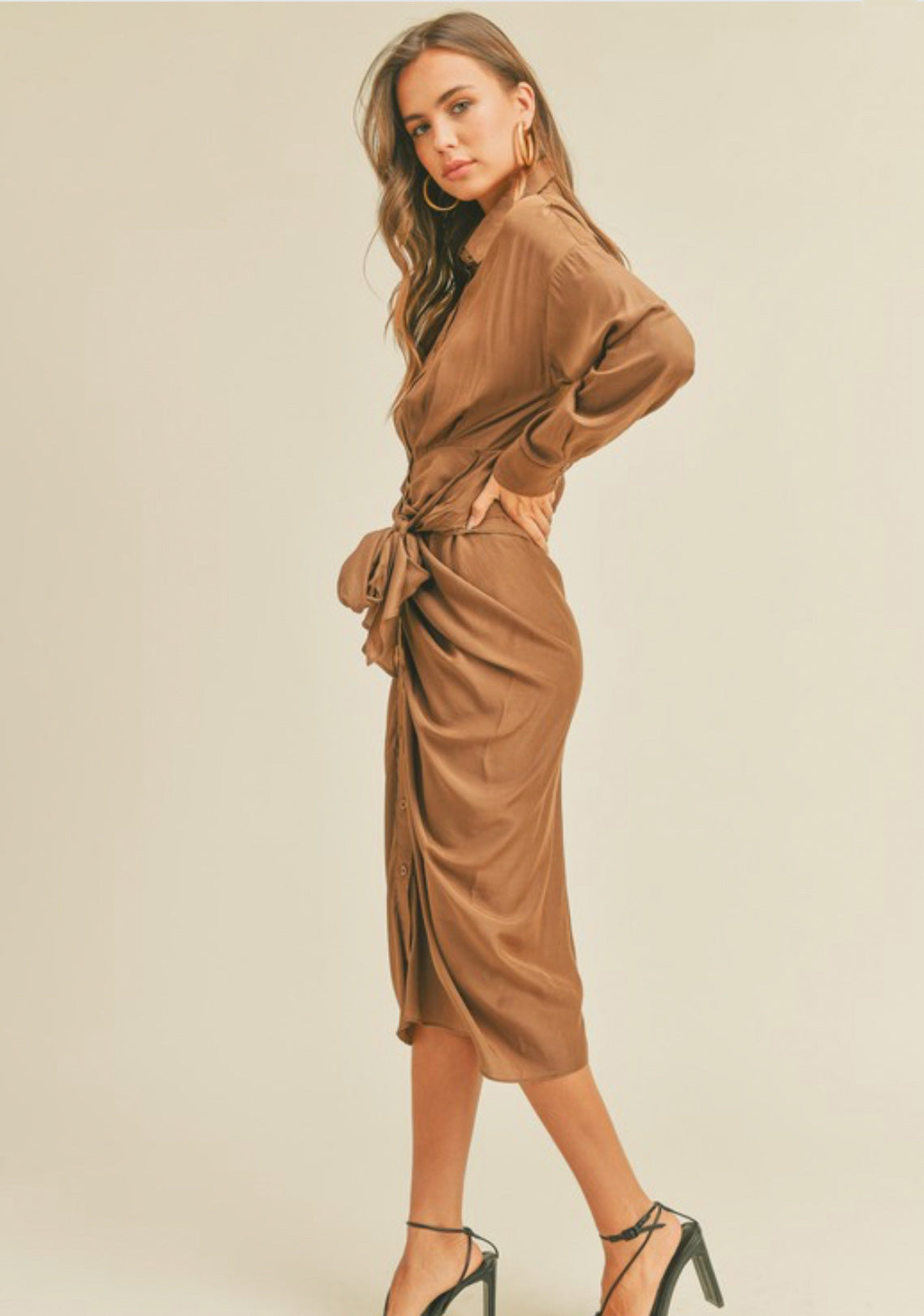 Seducing Silk Shirt Dress
