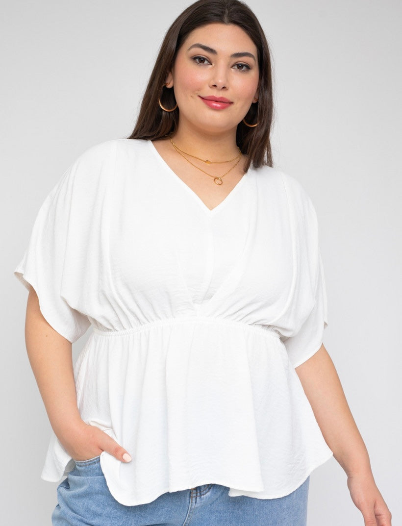 Like a Cloud V-neck Peplum Top (PLUS SIZE)