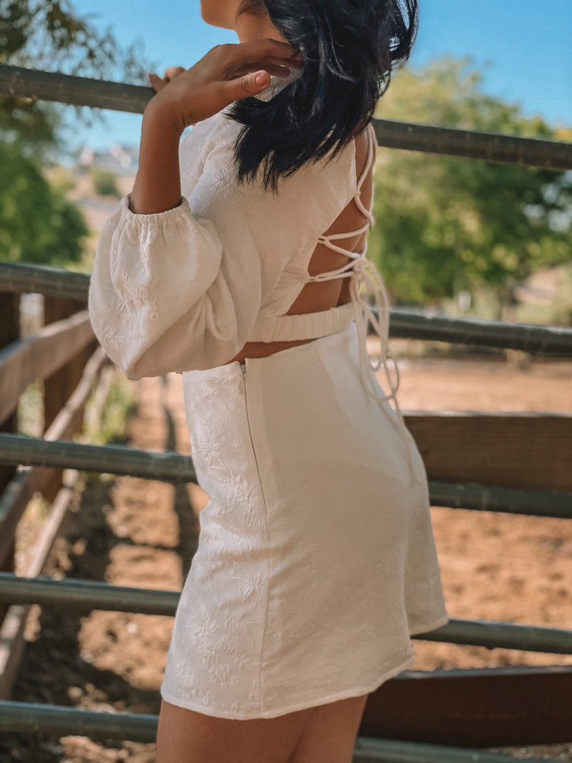 ISABELLA OPEN BACK CROP TOP & SKIRT SET