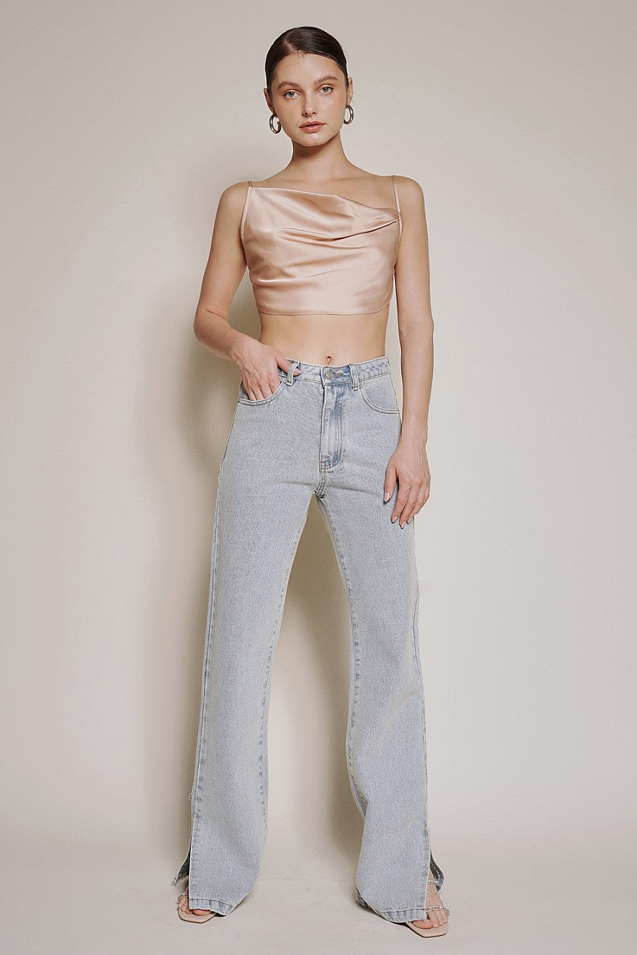 NOT YOUR SWEETHEART SATIN CROP TOP