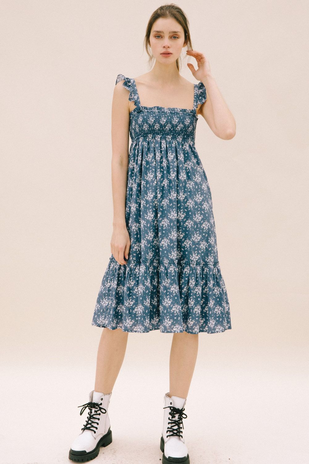 Blue Floral Cotton Sundress