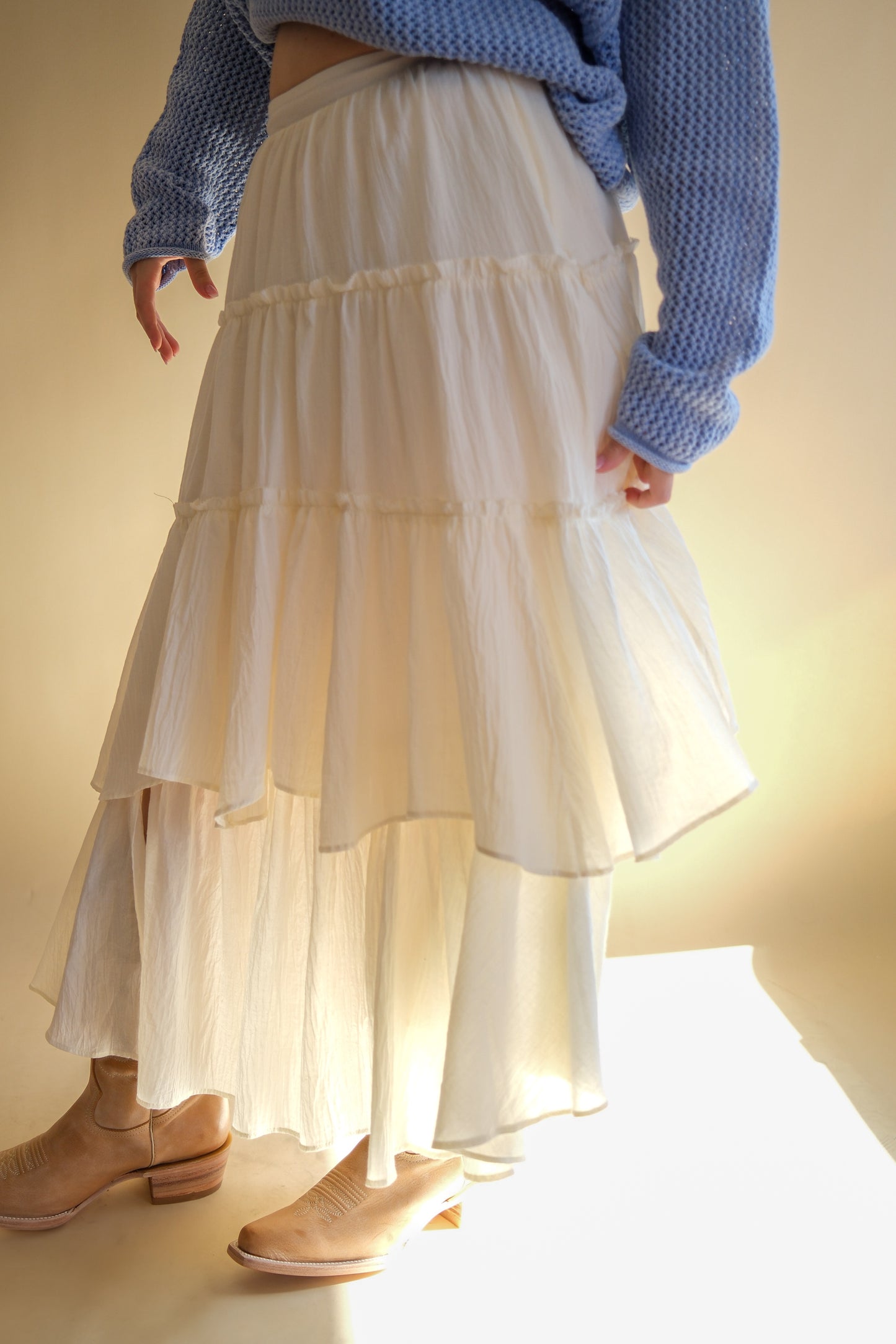 Aú Natural Tiered Maxi Skirt