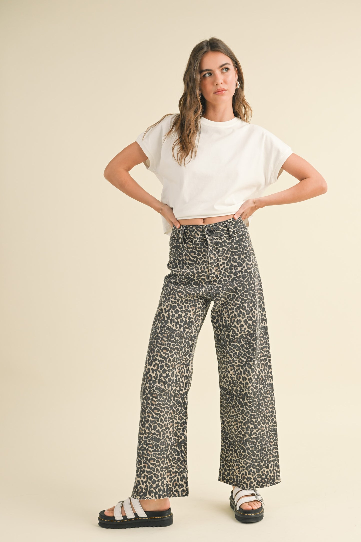 Reina Leopard Print WIDE LEG Pants